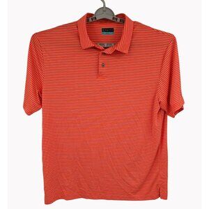 PGA Tour Mens XL Feeder Stripe Polo Shirt Orange Short Sleeve Golf Apparel